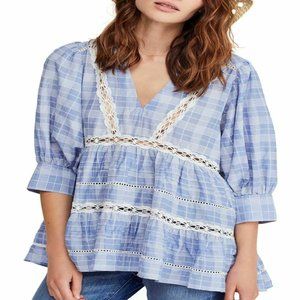 Time Out Lace Tunic Blue - Size Medium